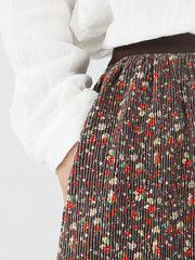 Damen-Rock mit Blumenmuster, Vintage-Stil, Taschen, elastischer Taille