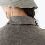 Women Sweater Turtleneck Long Sleeve Pocket Split Hem Dress