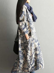 Winter Printing 100%Cotton Floral Dress Robe