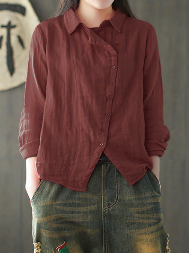 Einfarbiges Retro-Langarmshirt aus 100 % Baumwolle