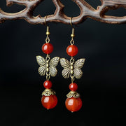 Retro Butterfly Red Agate Earrings