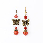 Retro Butterfly Red Agate Earrings