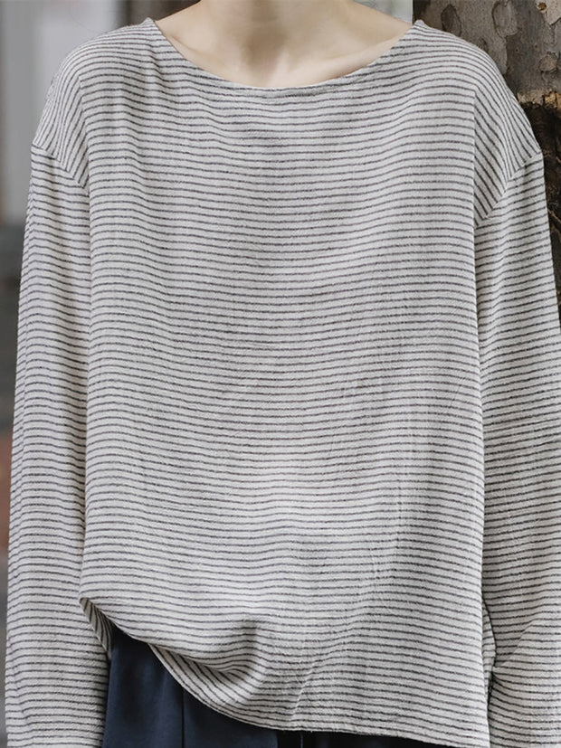 Lässiges Langarmhemd mit Vintage-Streifen in Übergröße