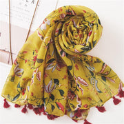 Spring Yellow Floral Print Sunscreen Scarf