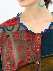Vintage Women Mid-Length Floral Shirt Dress