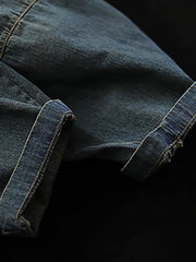 Vintage Loose Elastic Waist Spliced Distressed Jeans