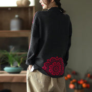 Winter Retro Flower Knitted Sweater Jumper