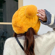 Winter Women Thicken Warm Hairball Hat