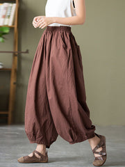 Women Cotton Linen Pocket Casual Lantern Pants