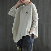 Women Pure Color Irregular Hem Sweater