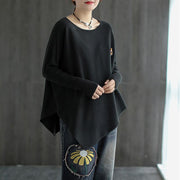 Women Pure Color Irregular Hem Sweater