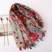 Women Vintage Sunscreen Floral Printed Scarf