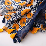 Women Vintage Sunscreen Floral Printed Scarf