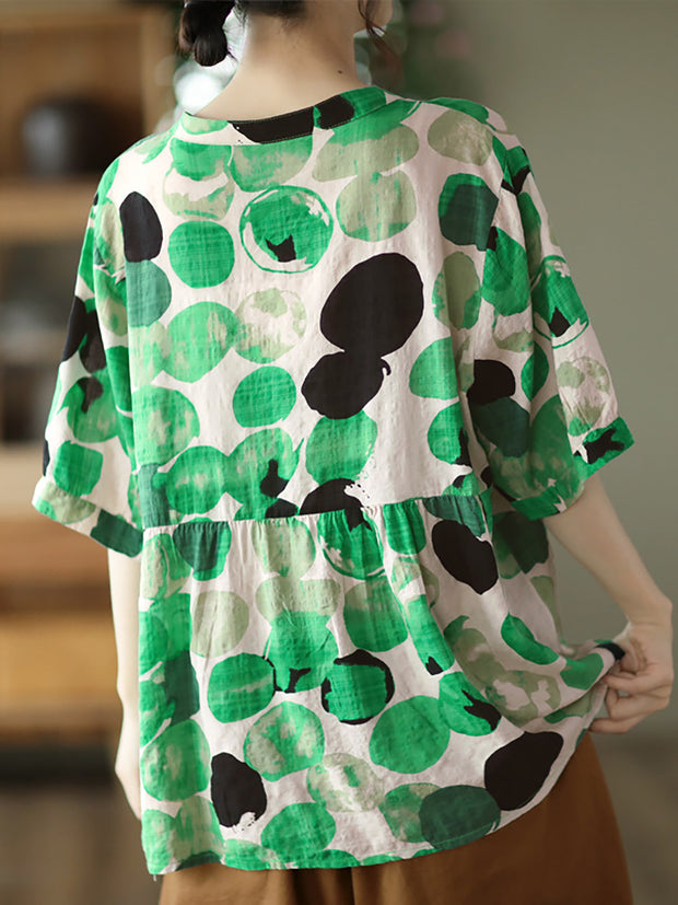 Floral Vintage Short Sleeve Cotton Women T Shirt