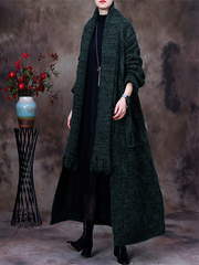Women Vintage Long Baggy Thick Sweater Coat