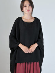 Women Spring Casual Solid Split Hem Loose Shirt