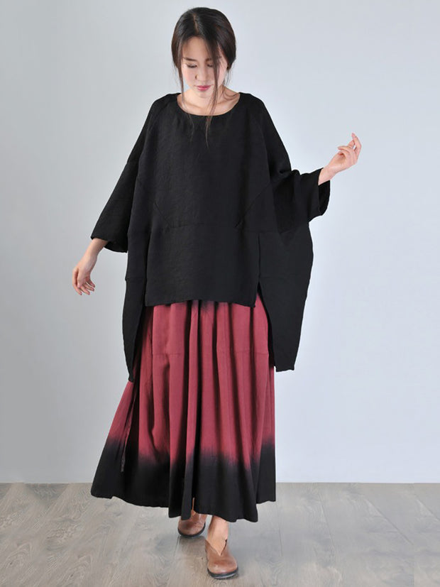 Women Spring Casual Solid Split Hem Loose Shirt