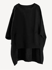 Women Spring Casual Solid Split Hem Loose Shirt